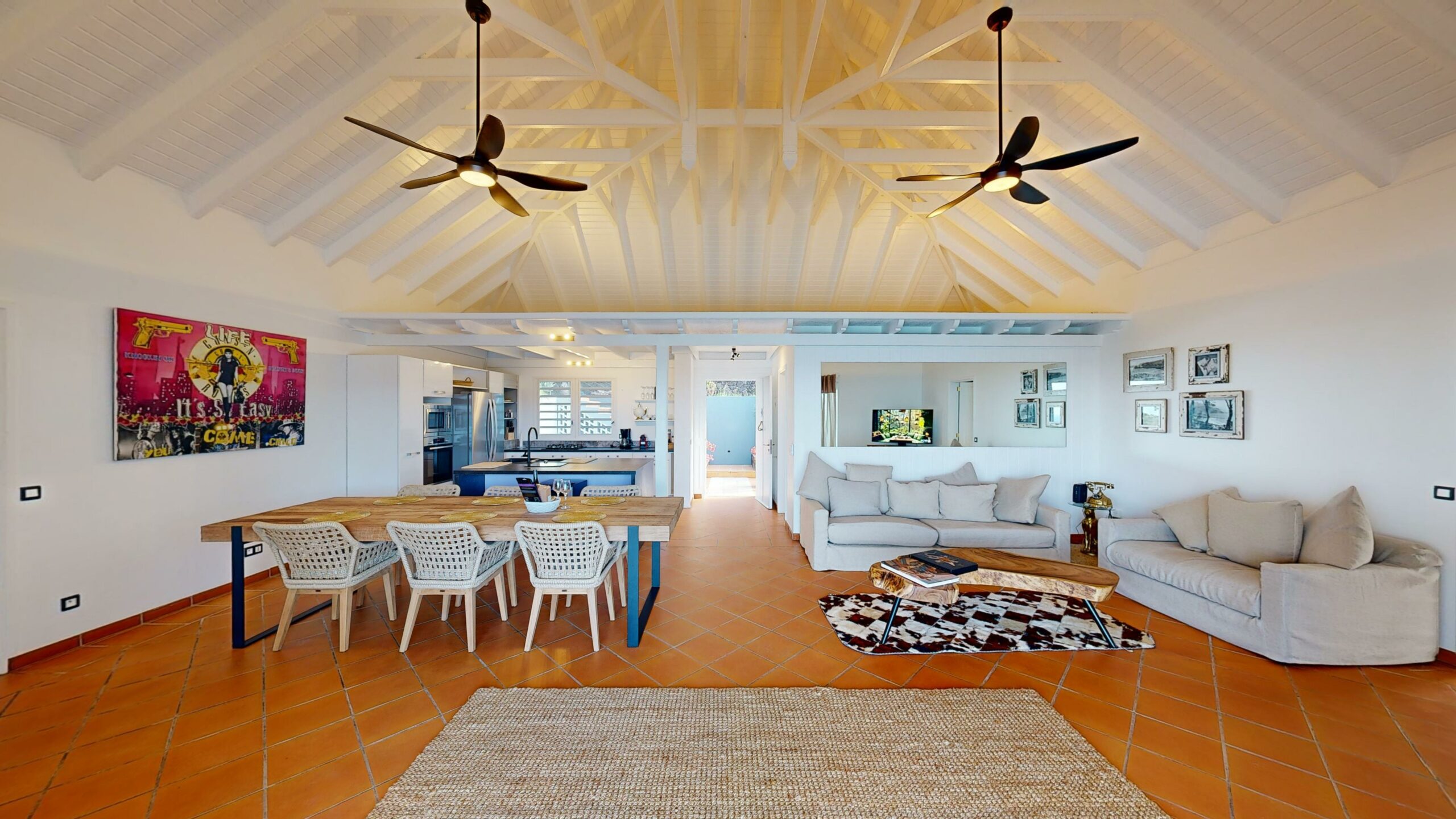 Spacious Luxury Living Room in St Barths Villa with Ocean View