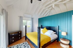 Luxury Master Bedroom in St Barths Villa with direct access to the Terrace & Pool with Ocean View